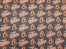 BALTIMORE ORIOLES MLB DESIGN 100 COTTON 1 YARD PIECE BRAND NEW BROWN 58" x 36"