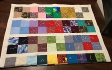 HANDMADE TIED QUILT COTTON TWIN SIZE THROW COVER 92  x60  