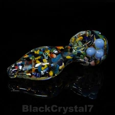 5 inch Handmade Flat Heavy Confetti Tobacco Smoking Bowl Glass Pipes - US Seller