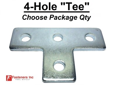 4-Hole Flat Splice Plate ''Tee'' ''T'' Fitting for Unistrut Channel #4627 P1031 Zinc