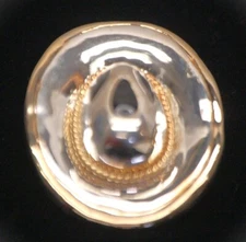 MJ Signed Jewelry Cowboy Hat Pin Brooch Pendant Silver Gold Tone L