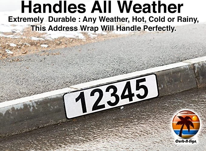 Custom Reflective House number Aluminum Self-Stick Curb Wrap Address Sticker - Image 4 of 4