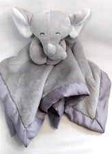 Carters Gray Elephant Plush Lovey Security Blanket Blankie Satin Trim 14  