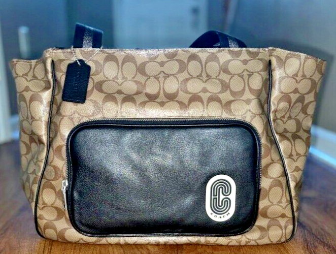 Coach Court Tote 1708 Colorblock Signature Nylon Shoulder Bag for