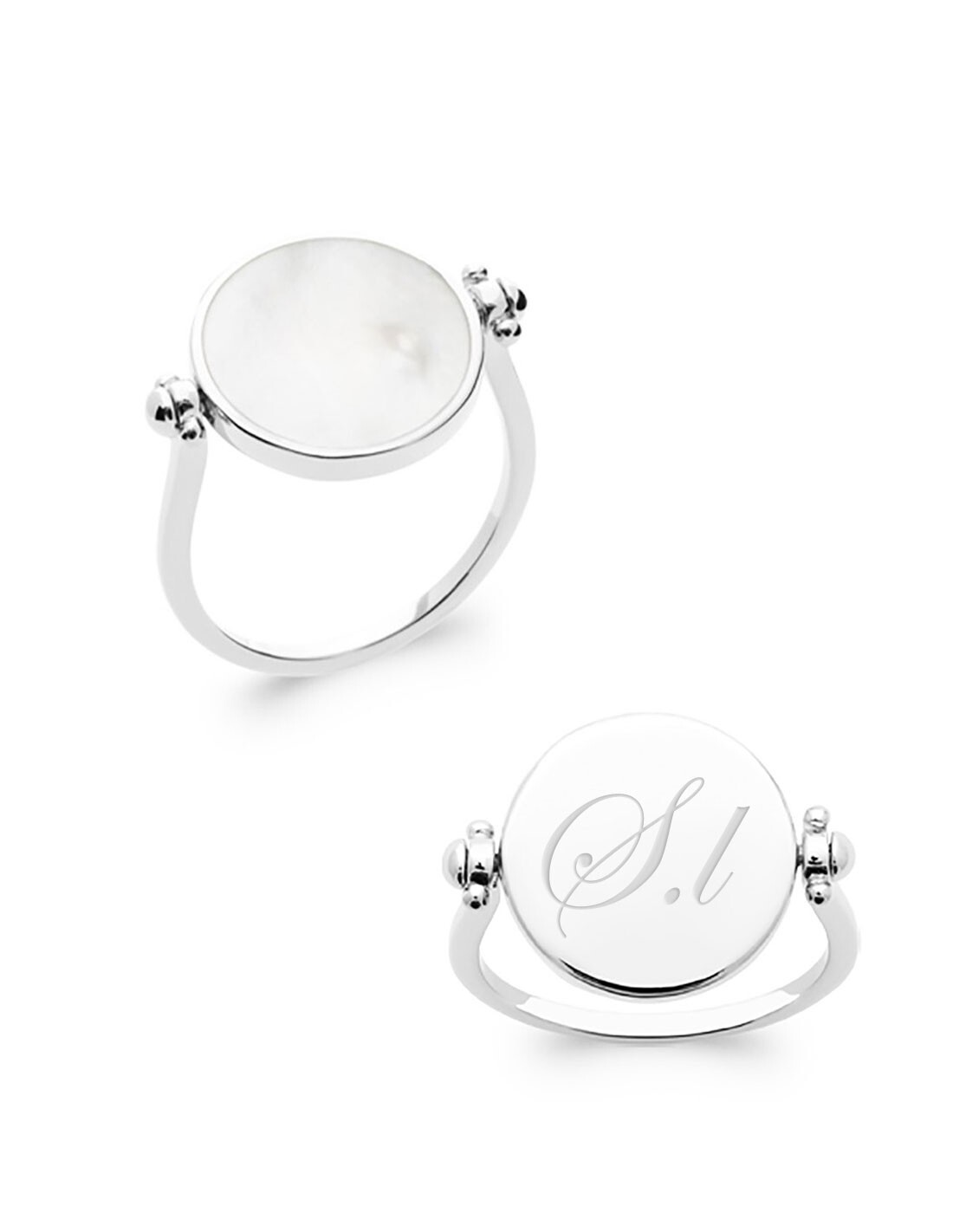 Bague argent 925 anti-noircissement nacre réversible | Solution bijou durable et personnalisable