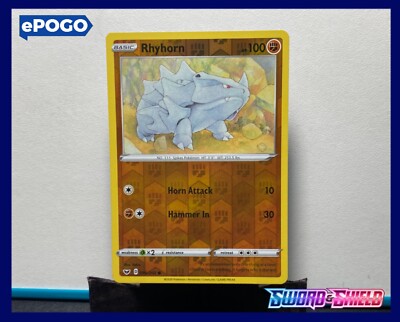 Rhyhorn 096/202 Reverse Holo Pokemon TCG: Sword & Shield Base MINT SHIPS TODAY!