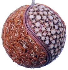 Wood Slice Mosaic Leaf Decorative Ball Ornament Natural Christmas Tree 533a