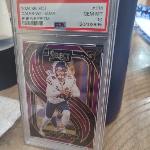 CALEB WILLIAMS 2024 PANINI SELECT PREMIER LEVEL #114 PURPLE PRIZM /75 RC PSA 10