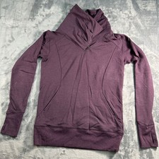Zella Womens Cowl Neck Thumbhole Pullover Sweatshirt Purple Size S