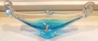 Vintage MCM Murano Italy Glass Gondola Ashtray/Trinket Dish Blue Clear 8" long