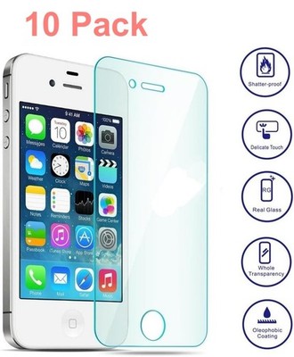 Pack of 10 Premium Screen Protector Tempered Glass For iPhone 4/4S