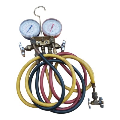 JB Industries Manifold Gauge R-502 R-12 R-22, 2 Valve, 3 Hose
