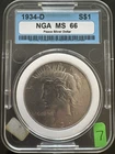 1934-D Peace Silver Dollar NGA MS66 Better Date Brilliant UNC Nice Eye Appeal