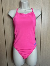Image of Arena Women's Team Swim Tech Solid Swimsuit Swimming Costume Pink UK 36