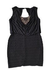 XSCAPE Woman Black Sheath Dress V Neck Little Black Dress Size 12 A005642