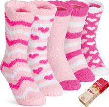 Valentines Day Gifts for Her - 5 Pairs Cozy Fuzzy Socks for Women