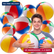 10 Pcs Rainbow Beach Balls Bulk Variety Pack - 5 5-inch, 5 12-inch Inflata
