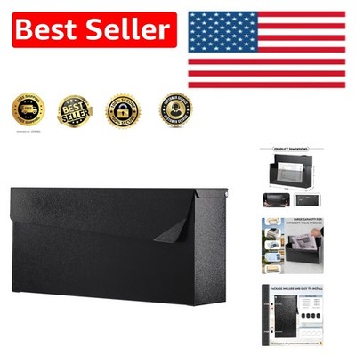 Outdoor Wall-Mount Mailbox, Large Rust-Proof Capacity, Easy Installation - Black