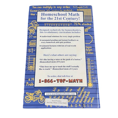 Teaching Textbooks Math 6 CD-ROM 4Disc Set Homeschool Curriculum Problems Etc - Foto 3 di 3