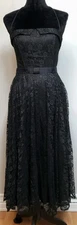 Vintage Boutique Europa Rockabilly Black Lace Strapless Dress Size Small