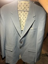Men  s Blue Solid Sport Coat 2-Button Single-Breasted Notch Lapel Single Vent