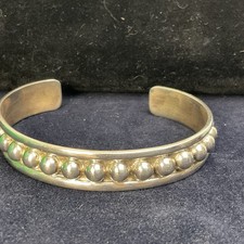 Sterling Silver Beaded Cuff Bracelet, 7 inches - 22.36.8g