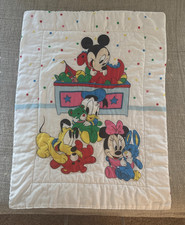 Vintage Disney Baby Quilt Comforter Mickey Minnie Donald VGUC Dundee USA 80s