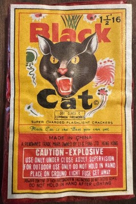 Vintage Black Cat Firecracker Label Only   Li & Fung Hong Kong China