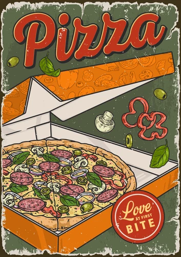 Retro Vintage Pizza Sign Hot Pizza Self Adhesive Vinyl Sticker