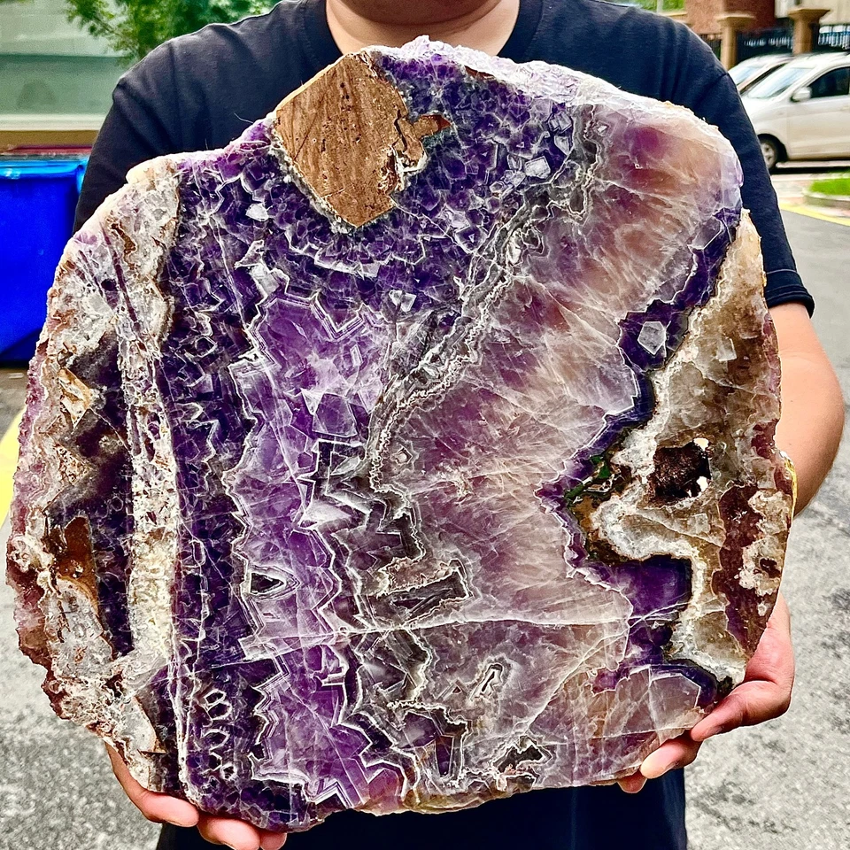 9,2 Pfund Chevron Amethyst polierte Scheibe (auch bekannt als Dream Amethyst)