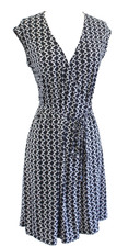 MICHAEL KORS Black, Grey & White Chain Link Wrap Dress w/Tie (LARGE) NWT $120.00