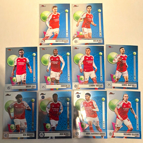 Topps Chrome 2025/26 topps Finest Arsenal FC 10-Card Lot saka,rice,eze,2 rookies