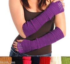 Silver-Tone Metallic Studded Fingerless Gloves/Arm Warmers OS 3 Colors