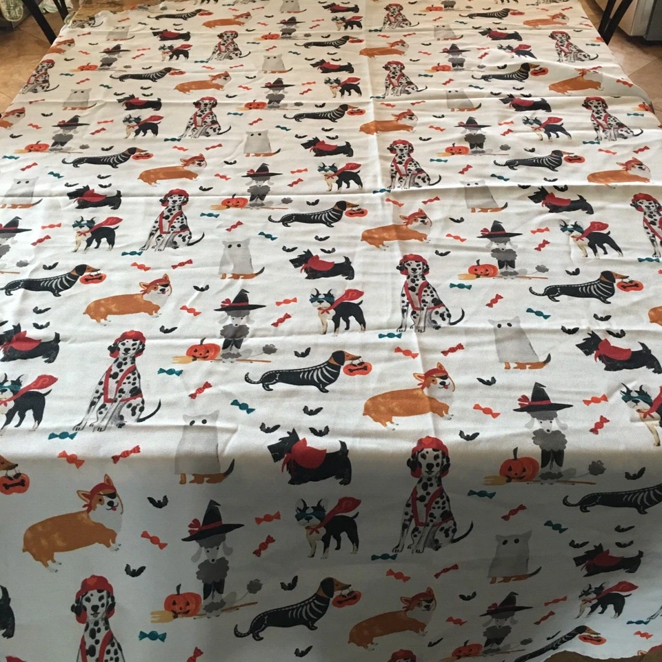 Cynthia Rowley Curious Halloween Spooky Night Dogs Costume 60" round Tablecloth - Image 2 of 4