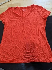 Womens simply styled orange v-neck blouse sz xl