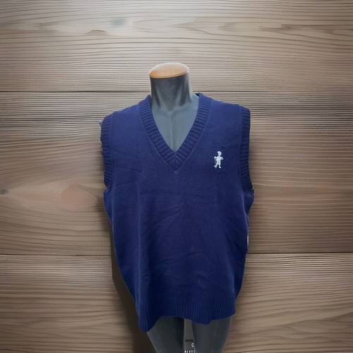 THE "T. Barry" KNICKER CO. Vest Size XL Blue Sleeveless Golf Sweater USA