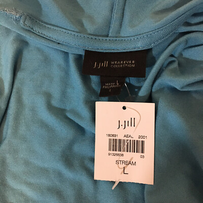 J Jill Womens Cardigan Blue Large Wearever Open Front Petite