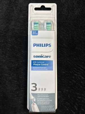 GENUINE Philips Sonicare C2 Optimal Plaque Control Toothbrush Heads SOFT 3 count