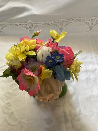 Vintage Parma AAI KOPF VASE A- 44 ? & Kunstperlen ORIGINAL BLUMEN GRÜN KLEID EXC. - Bild 6 von 12