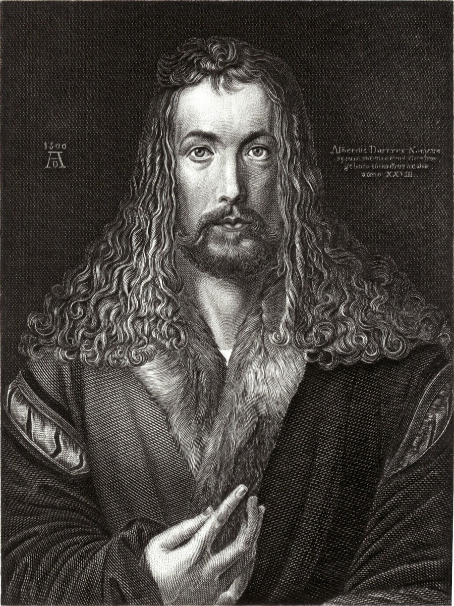 AUTORITRATTO di ALBRECHT DÜRER incisione su acciaio 1840 ca