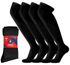 4 Pairs of Over the Knee Non-Binding Cotton Diabetic Neuropathy Socks Black S...