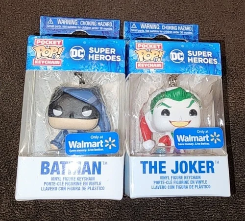 FUNKO POCKET POP KEYCHAIN BATMAN & THE JOKER WALMART EXCLUSIVE CHRISTMAS HOLIDAY