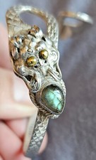 Bracelet asiatique " Dragon des mers " Argent massif sterling 925 & labradorite