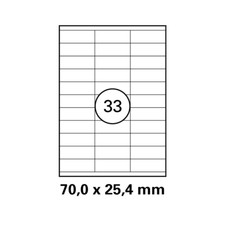 50 arkuszy etykiet do drukarek 70 x 25,4 mm DIN A4 (1650 szt.) laserowa etykieta do kopiowania