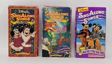 3 Disney Sing Along Songs VHS Video Tapes with 12 Days of Christmas Excellent