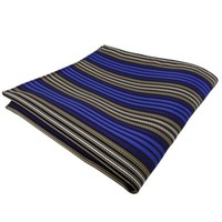 Tigertie Einstecktuch Blau Braun Schwarz Silber Gestreift - Tuch Polyester