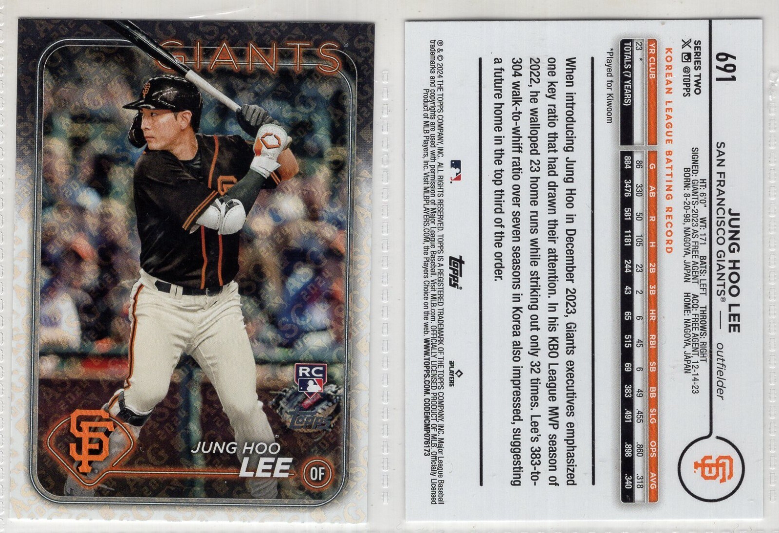 2024 Topps ASG All Star Game Foil Parallel #691 Jung Hoo Lee Rookie Card