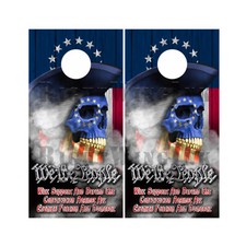 Betsy Ross Patriot Skull WOOD Flag We The People Lets Go Brandon Cornhole Wraps