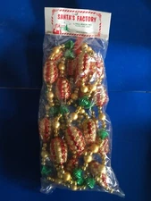 Vintage SANTA'S FACTORY by Paul Minor Red & Gold Christmas GARLAND - NEW Sealed