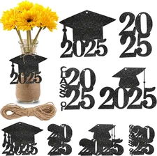 40 Pieces Glitter 2025 Graduation Cutouts, Graduation Party Decorations Caps 202